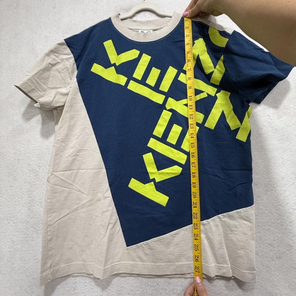 Kenzo Shirt Mens Large Blue Beige Graphic Logo Short Sleeve Tee SS19 100% Cotton - Picture 4 of 9